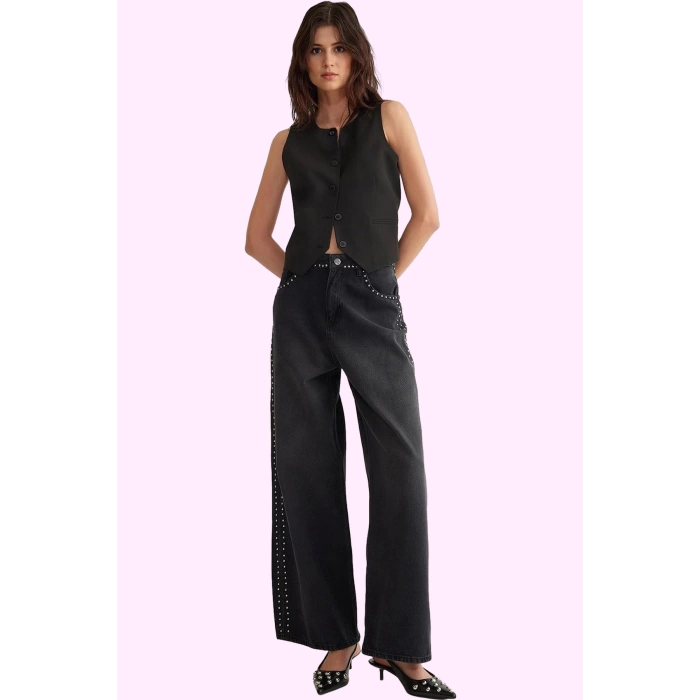 Kadın Pamuk Denim Palazzo Jean Rahat Günlük Stil Modern Tasarım Yaz Aylarının Vazgeçilmezi