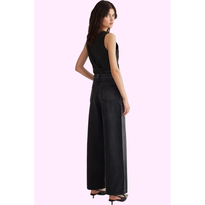 Kadın Pamuk Denim Palazzo Jean Rahat Günlük Stil Modern Tasarım Yaz Aylarının Vazgeçilmezi