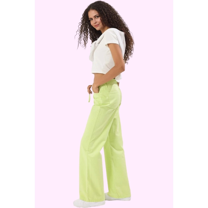 Kadın Pamuk Denim Pantolon Normal Bel Geniş Paça Rahat Günlük Stil Yaz Aylarının Vazgeçilmezi
