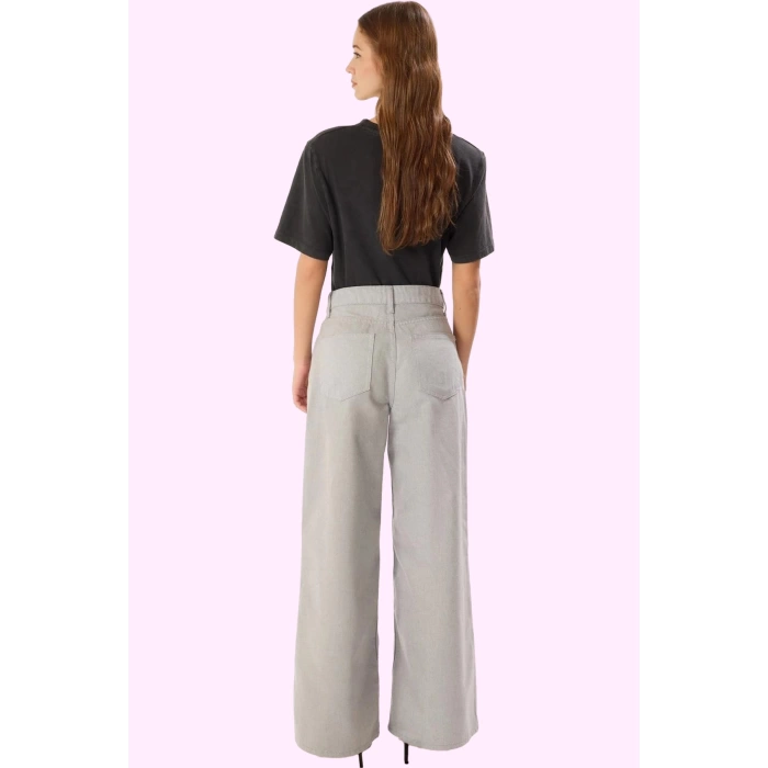 Kadın Pamuk Denim Pantolon Renk Geniş Paça Normal Bel Günlük ve Şık Yaz Aylarının Vazgeçilmezi