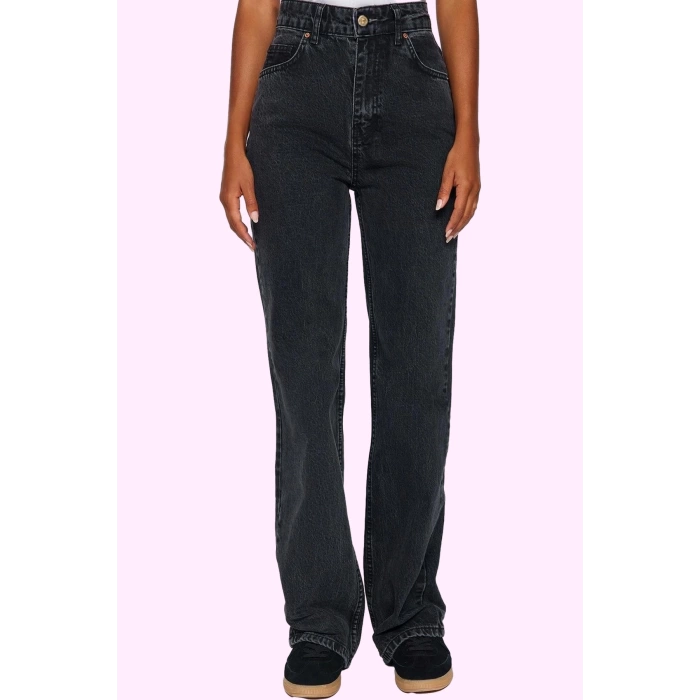 Kadın Pamuk Denim Pantolon Yüksek Bel Geniş Paça Günlük Kullanım İçin Mükemmel Özel Günler