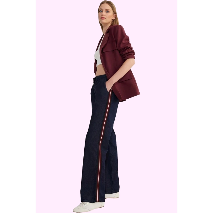 Kadın Pamuk Denim Pantolon Yüksek Bel Geniş Paça Günlük ve Rahat Yaz Aylarının Vazgeçilmezi