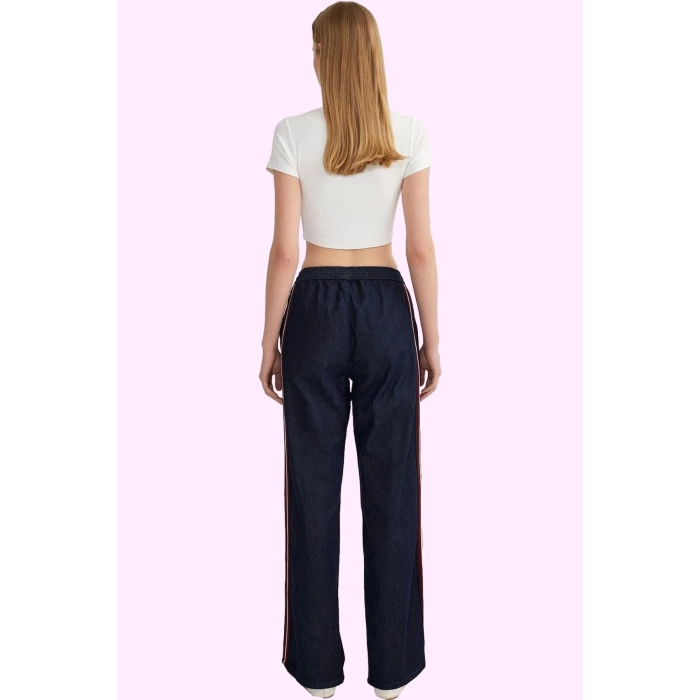 Kadın Pamuk Denim Pantolon Yüksek Bel Geniş Paça Günlük ve Rahat Yaz Aylarının Vazgeçilmezi