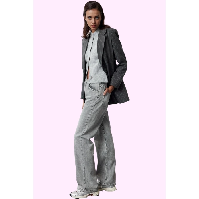 Kadın Pamuk Denim Pantolon Yüksek Bel Wide Leg Günlük ve Şık Kombinler Yaz Aylarının Vazgeçilmezi