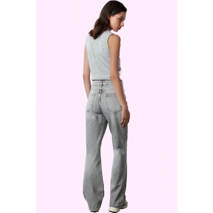 Kadın Pamuk Denim Pantolon Yüksek Bel Wide Leg Günlük ve Şık Kombinler Yaz Aylarının Vazgeçilmezi