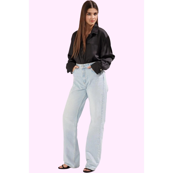 Kadın Pamuk Denim Regular Jean Pantolon Düz Desen Günlük Kombinler Yaz Aylarının Vazgeçilmezi