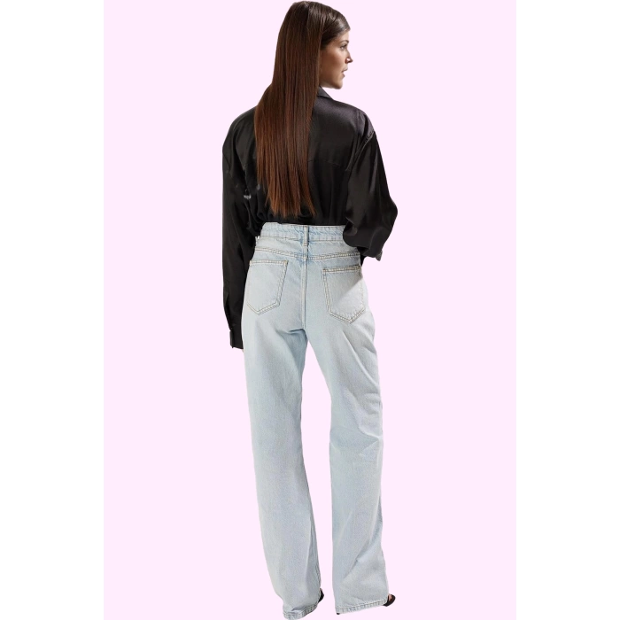 Kadın Pamuk Denim Regular Jean Pantolon Düz Desen Günlük Kombinler Yaz Aylarının Vazgeçilmezi