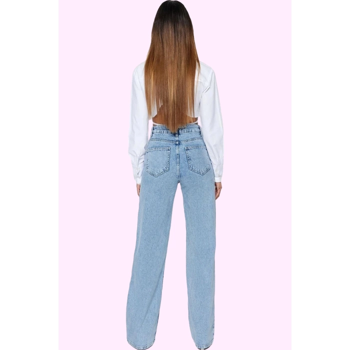 Kadın Pamuk Denim Wide Leg Jean Yüksek Bel Rahat Günlük Stil Hafta Sonu Yaz Aylarının Vazgeçilmezi