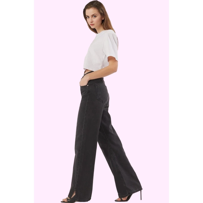 Kadın Pamuk Denim Yüksek Bel Wide Leg Pantolon Casual Stil Günlük Kullanım Kaliteli Malzeme