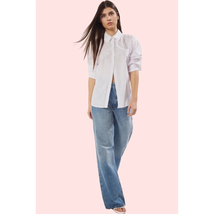 Kadın Pamuk Gömlek Çiçek Detaylı Oversize Günlük ve İş İçin Hafta Sonu Yaz Aylarının Vazgeçilmezi