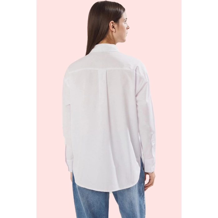 Kadın Pamuk Gömlek Çiçek Detaylı Oversize Günlük ve İş İçin Hafta Sonu Yaz Aylarının Vazgeçilmezi