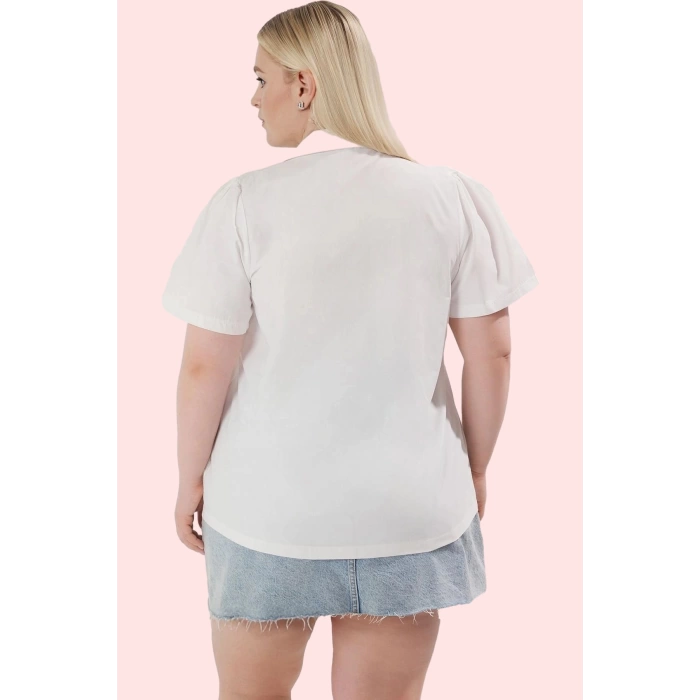 Kadın Pamuk Polyester Brode Detaylı Gömlek Günlük Şıklık Hafta Sonu Yaz Aylarının Vazgeçilmezi
