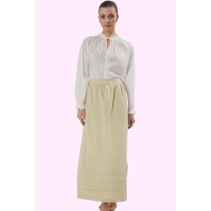 Kadın Pamuk Polyester Maxi Kloş Etek Dantel Detaylı Tüm Sezon Günlük Kullanım Modern Tasarım