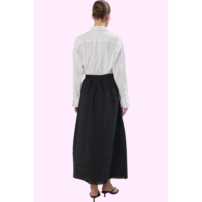 Kadın Pamuk Polyester Maxi Kloş Etek Dantel Detaylı Tüm Sezon Günlük Kullanım Modern Tasarım