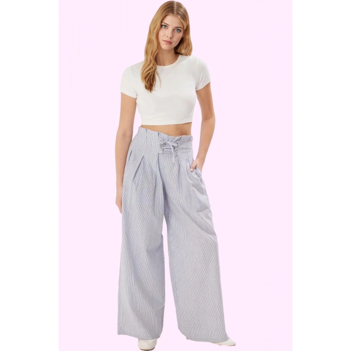 Kadın Pamuk Yüksek Bel Wide Leg Pantolon Rahat ve Şık Günlük Stil Yaz Aylarının Vazgeçilmezi