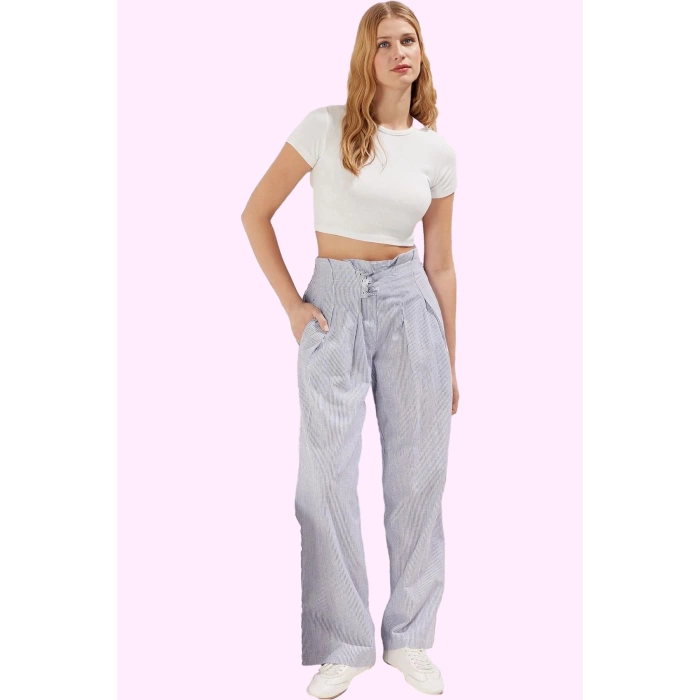 Kadın Pamuk Yüksek Bel Wide Leg Pantolon Rahat ve Şık Günlük Stil Yaz Aylarının Vazgeçilmezi