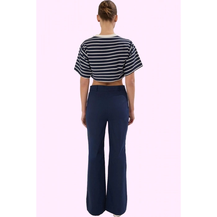 Kadın Pamuklu Bootcut Pantolon Yüksek Bel Geniş Paça Rahat Kalıp Yaz Aylarının Vazgeçilmezi