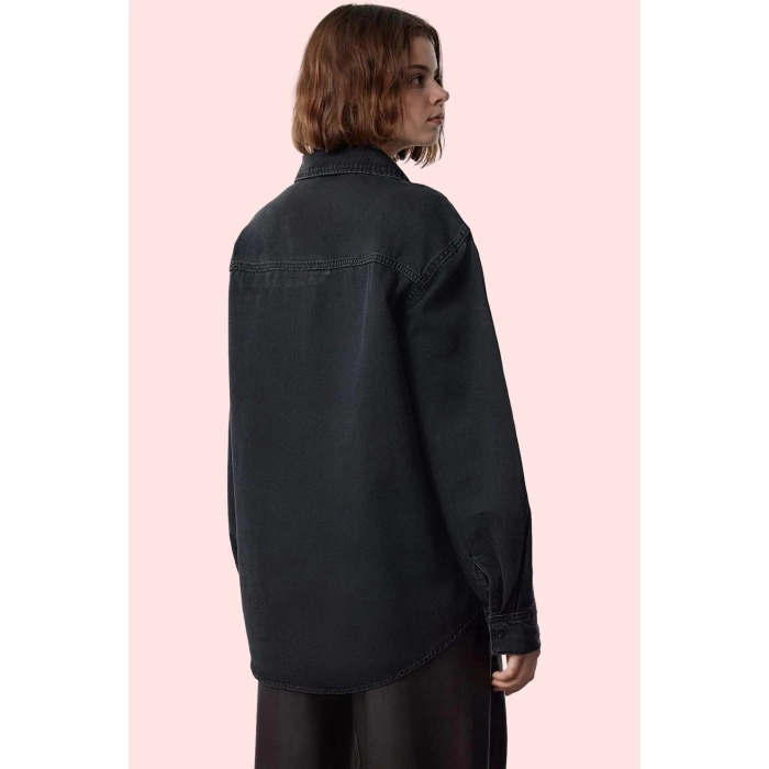 Kadın Pamuklu Denim Gömlek Dantel Detaylı Basic Siluet Günlük Ve İş Yaz Aylarının Vazgeçilmezi