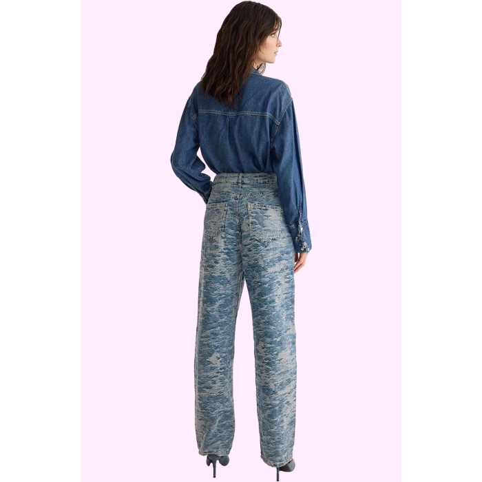 Kadın Pamuklu Denim Jean Düşük Bel Barrel Kalıp Geniş Paça Günlük Kullanım Kaliteli Malzeme
