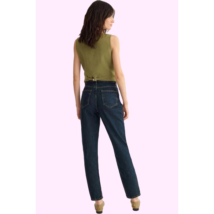 Kadın Pamuklu Denim Mom Jean Yüksek Bel Geniş Paça Casual Stil Günlük Kullanım Özel Günler