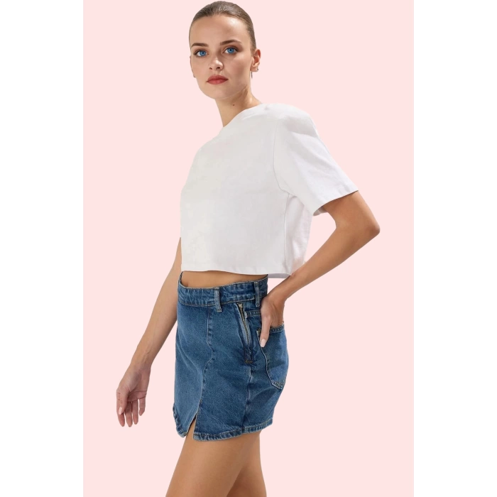 Kadın Pamuklu Denim Şort Etek Düz Desen Geniş Paça Rahat Yazlık Yaz Aylarının Vazgeçilmezi