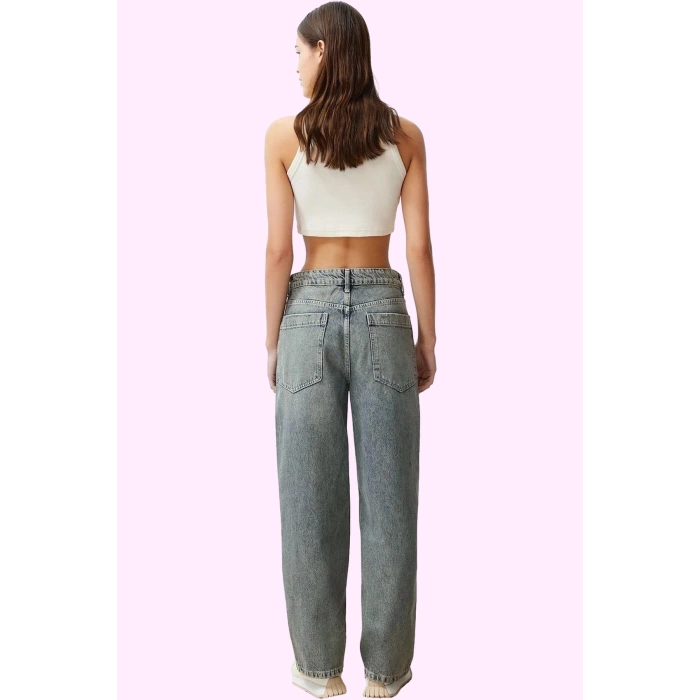 Kadın Pamuklu Denim Wide Leg Pantolon Düşük Bel Günlük Stil Hafta Sonu Yaz Aylarının Vazgeçilmezi