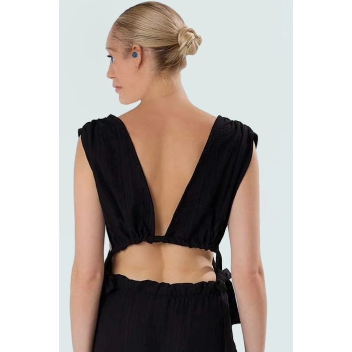 Kadın Pamuklu Dokuma Plaj Bluz Pantolon Takımı Rahat Yaz Kombinleri İçin Modern Stil