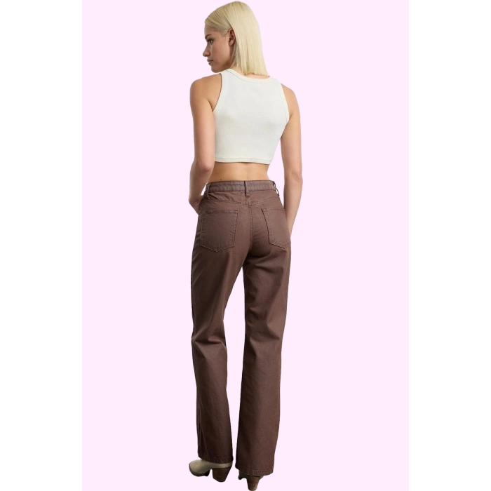 Kadın Pamuklu Düz Desen Wide Leg Pantolon Günlük Kullanım Hafta Sonu Yaz Aylarının Vazgeçilmezi