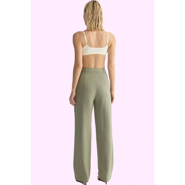 Kadın Pamuklu Düz Desen Wide Leg Pantolon Rahat Günlük Şıklık Hafta Sonu Dayanıklı Malzeme