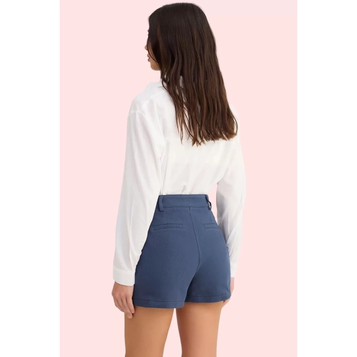 Kadın Pamuklu Gabardin Mini Şort Yüksek Bel Geniş Paça Günlük Kombinler Yaz Aylarının Vazgeçilmezi