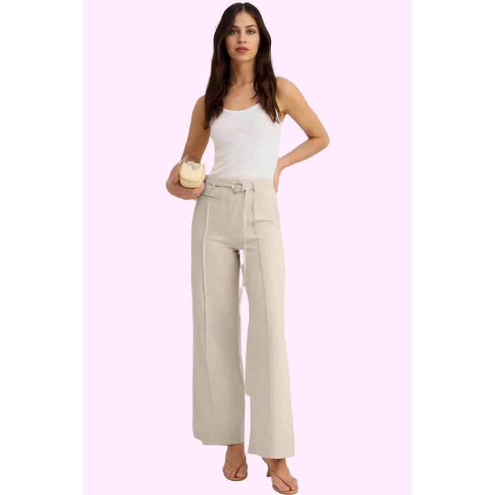 Kadın Pamuklu Geniş Paça Pantolon Yazlık Rahat Kumaşlı Casual Günlük Kullanım Modern Tasarım