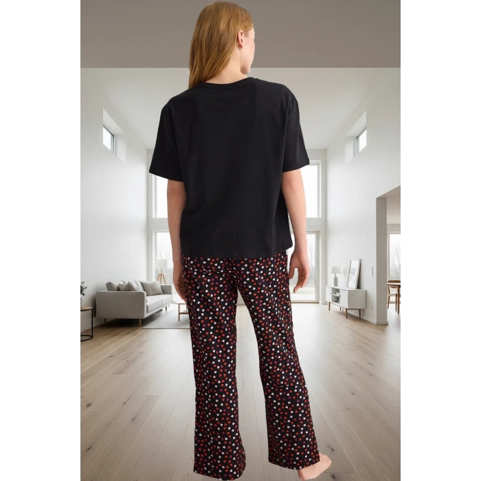 Kadın Pamuklu Kısa Kollu Bisiklet Yaka Pijama Takımı Uzun Ömürlü Premium Kalite Seçkin Malzeme