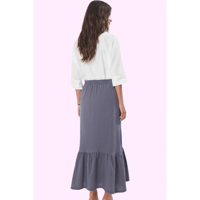 Kadın Pamuklu Müslin Dokuma A Line Maxi Etek Yazlık Casual Günlük Kullanım Kaliteli Malzeme
