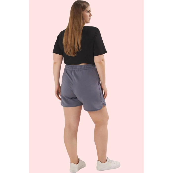 Kadın Pamuklu Örme Şort Büyük Beden Yüksek Bel Casual Stil Günlük Kullanım Kaliteli Malzeme