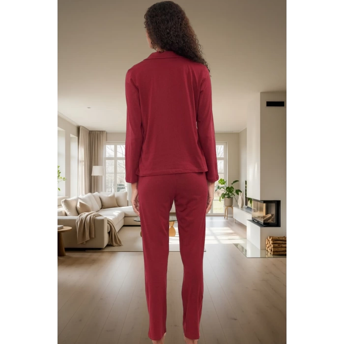 Kadın Pamuklu Regular Kalıp Uzun Kollu Pijama Takımı Günlük Kullanım İçin Kaliteli İşçilik