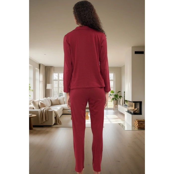Kadın Pamuklu Regular Kalıp Uzun Kollu Pijama Takımı Günlük Kullanım İçin Kaliteli İşçilik