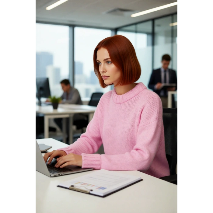 Kadın Pembe Oversize Dik Yaka Triko Kazak Kış Sezonuna Özel Modern Ve Rahat Giyimin Anahtarı