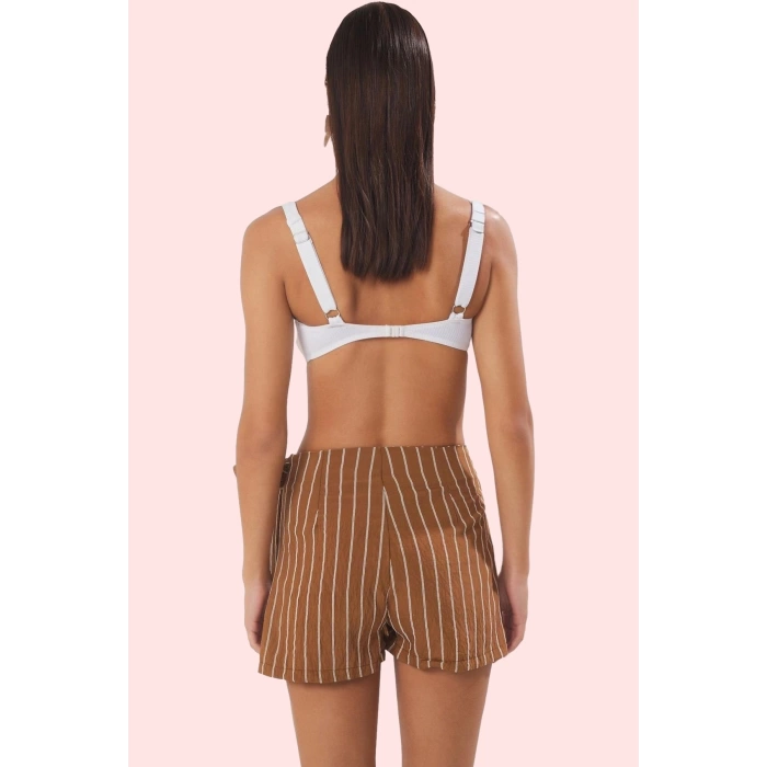 Kadın Plaj Şort Etek Viskoz Poliamid Polyester Çizgili Yüksek Bel Yaz Aylarının Vazgeçilmezi