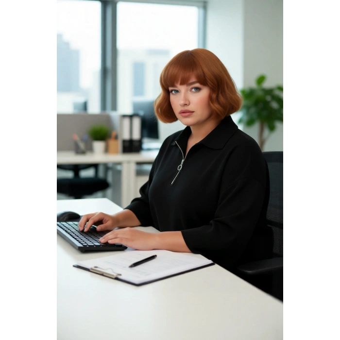 Kadın Polo Yaka Fermuar Detaylı Relaxed Kesim Düşük Kol Truvakar Triko Kazak Büyük Beden Kaliteli