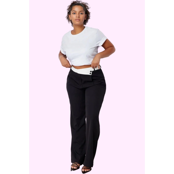 Kadın Polyester Dokuma Pantolon Yüksek Bel Geniş Paça Casual Tarz Yaz Aylarının Vazgeçilmezi