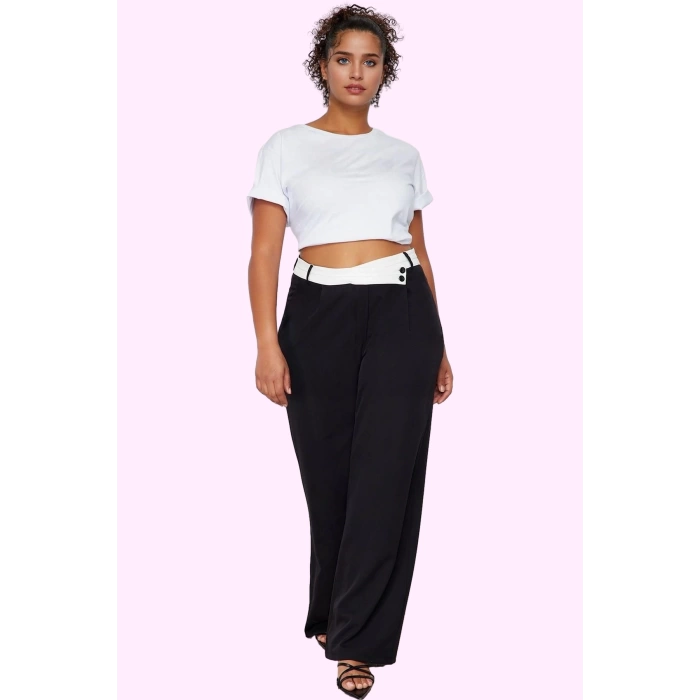 Kadın Polyester Dokuma Pantolon Yüksek Bel Geniş Paça Casual Tarz Yaz Aylarının Vazgeçilmezi