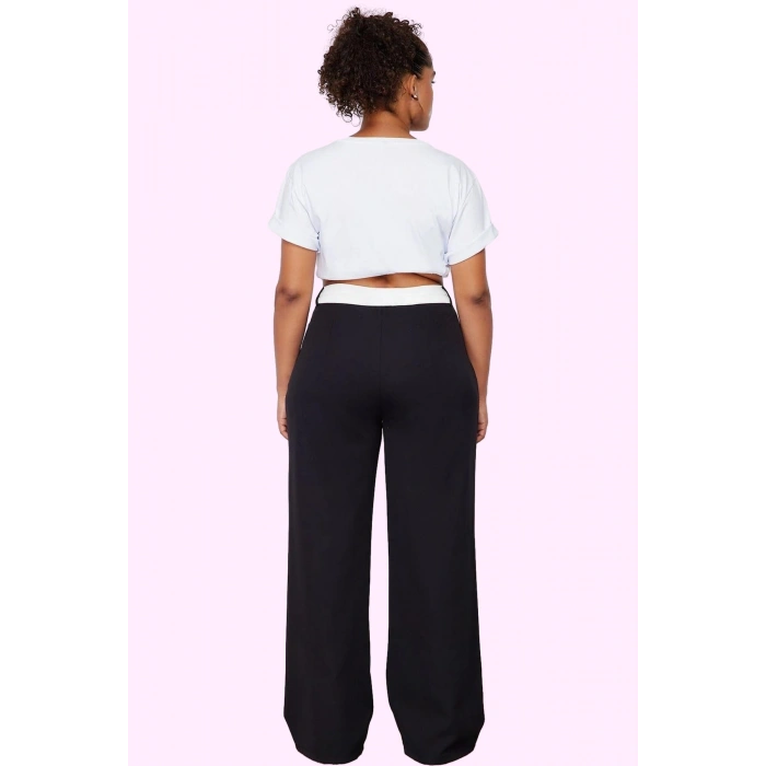 Kadın Polyester Dokuma Pantolon Yüksek Bel Geniş Paça Casual Tarz Yaz Aylarının Vazgeçilmezi