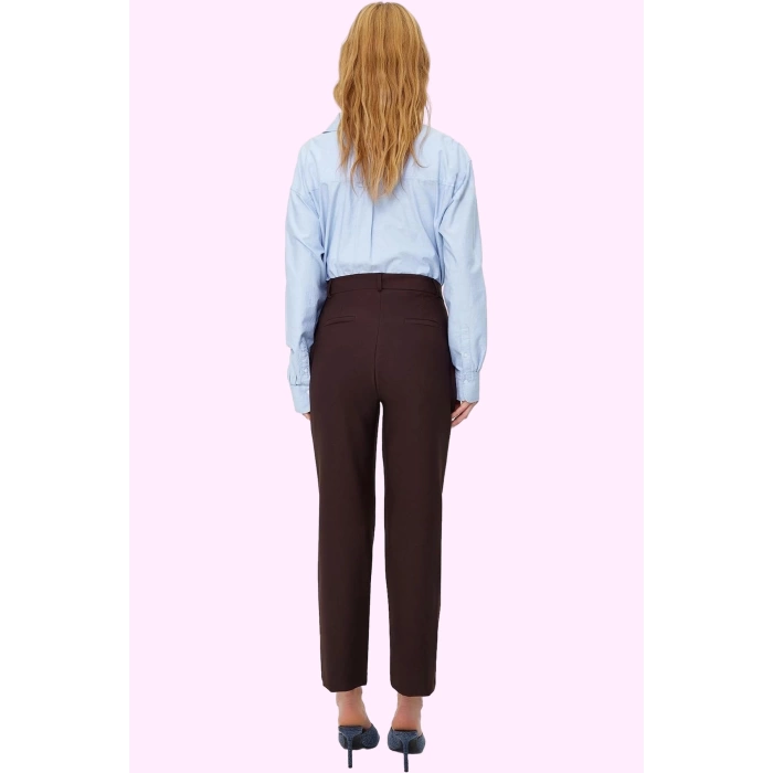 Kadın Polyester Elastan Finike Dokuma Pantolon Boru Paça Normal Bel Günlük Kaliteli Malzeme