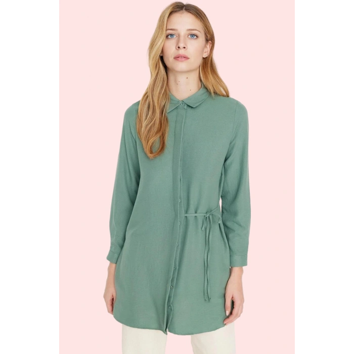 Kadın Polyester Lilyum Dokuma Gömlek Uzun Kollu Casual Stil Günlük Kullanım Modern Tasarım