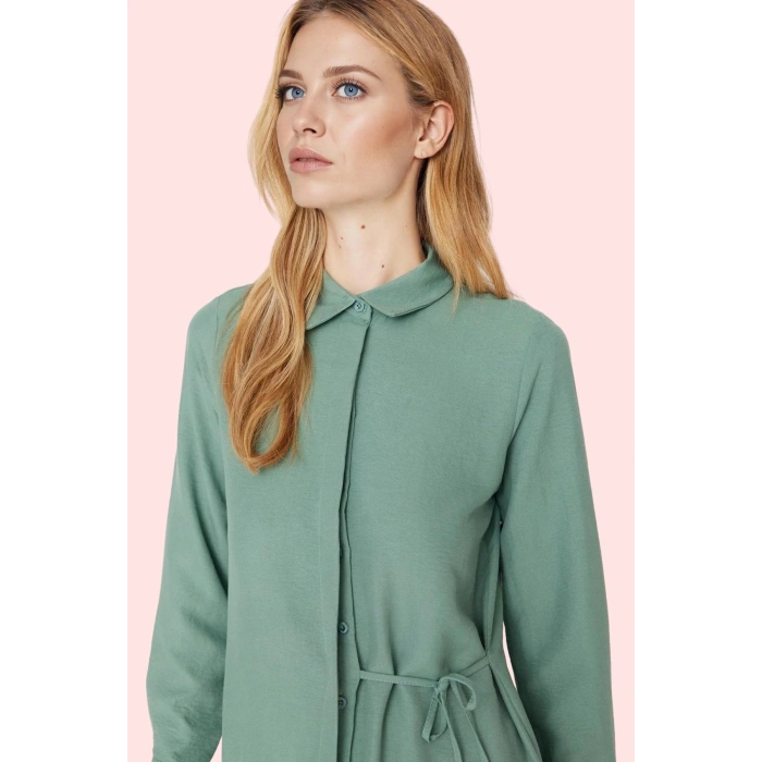 Kadın Polyester Lilyum Dokuma Gömlek Uzun Kollu Casual Stil Günlük Kullanım Modern Tasarım