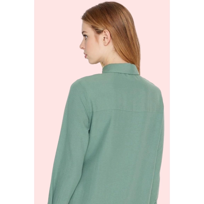 Kadın Polyester Lilyum Dokuma Gömlek Uzun Kollu Casual Stil Günlük Kullanım Modern Tasarım