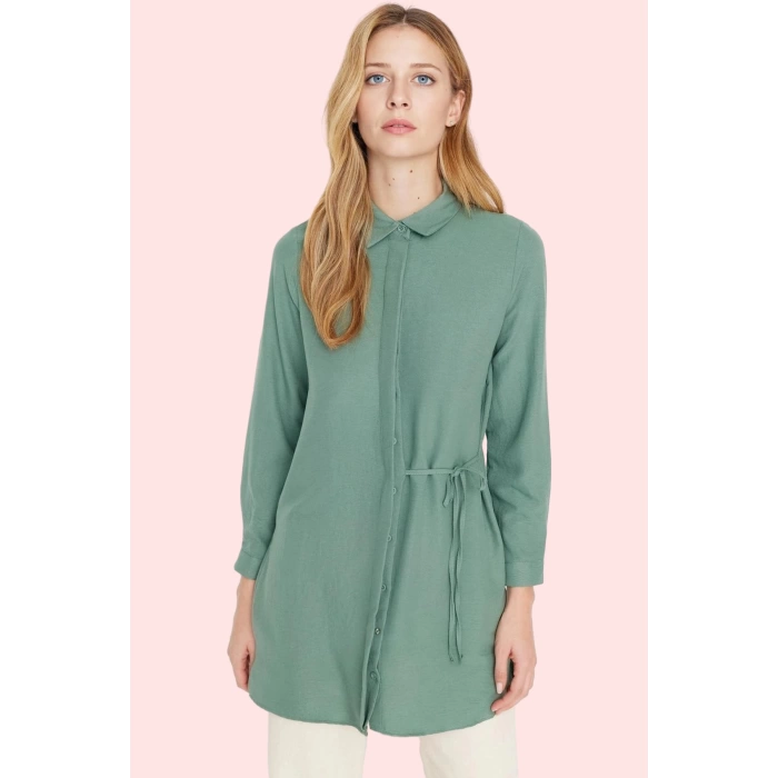 Kadın Polyester Lilyum Dokuma Gömlek Uzun Kollu Casual Stil Günlük Kullanım Modern Tasarım