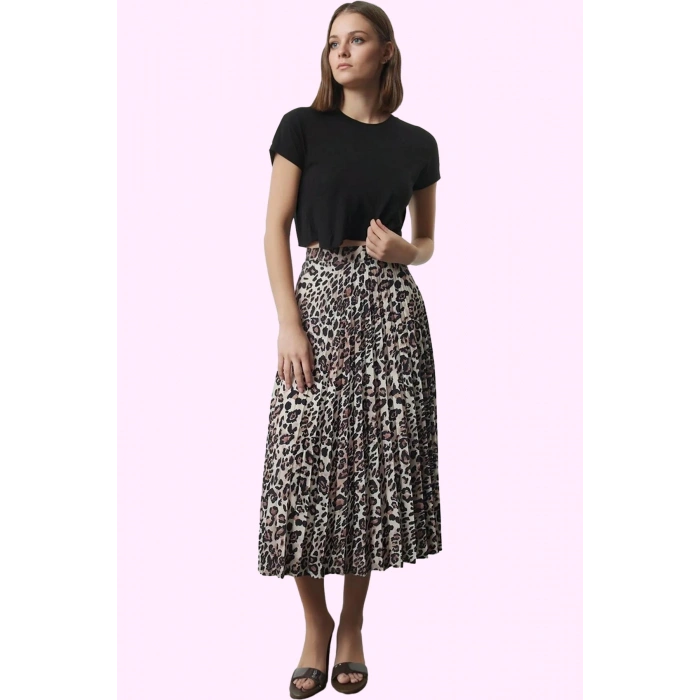 Kadın Polyester Maxi Etek Leopar Desenli A Line Kalıp Günlük Kullanım Yaz Aylarının Vazgeçilmezi