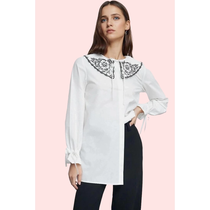 Kadın Polyester Tunik Gömlek Ramadan Koleksiyonu Bebe Yaka Günlük Stil Yaz Aylarının Vazgeçilmezi