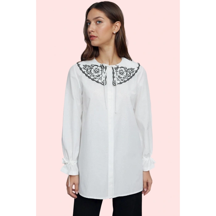 Kadın Polyester Tunik Gömlek Ramadan Koleksiyonu Bebe Yaka Günlük Stil Yaz Aylarının Vazgeçilmezi